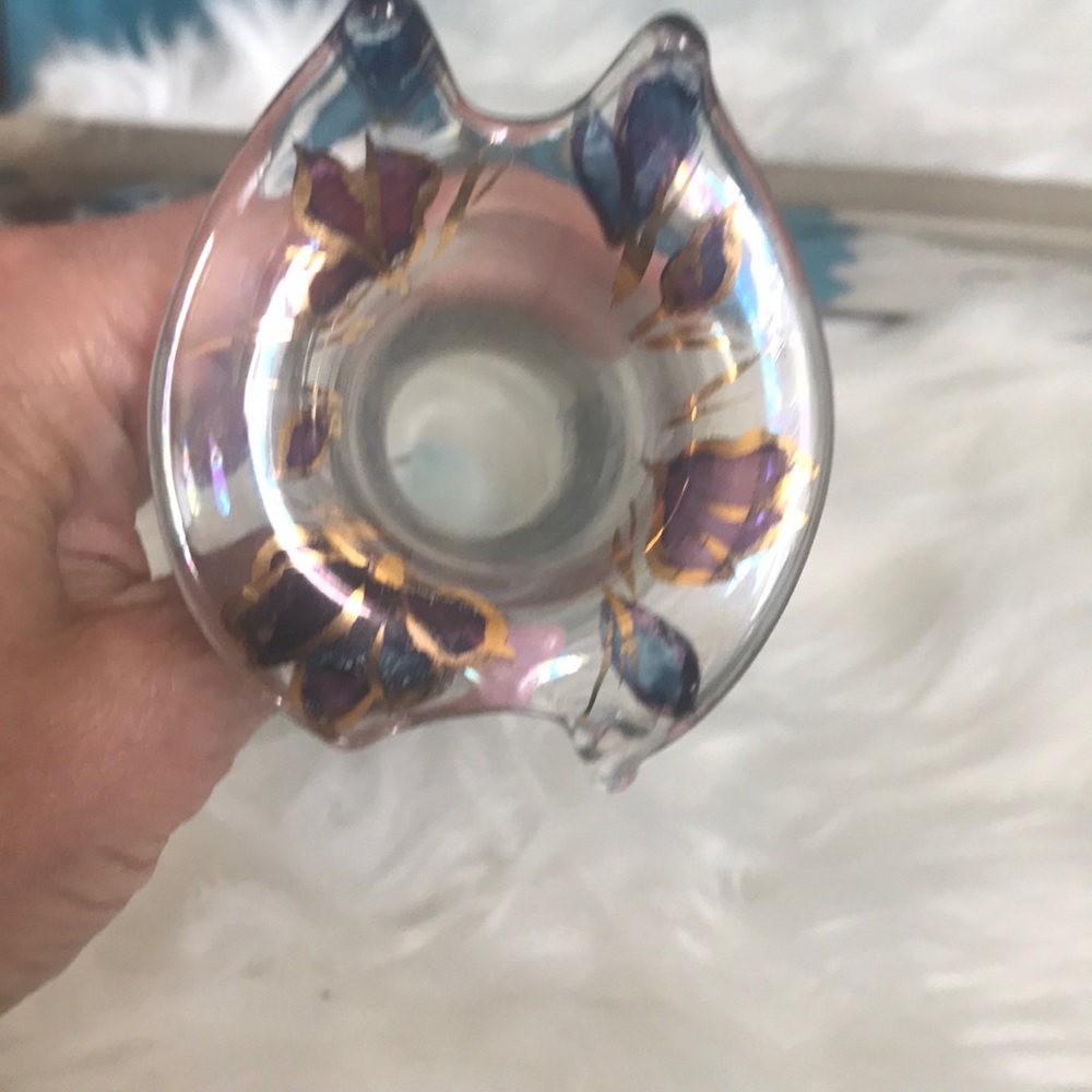Bud Vase Hand Painted Glass Handmade Unique European Home Accent Decor Gift - Picture 4 of 4